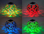 Waterproof Color Changing Table Lamp, Solar Powered Mosaic Glass Ball LED Garden Lawn Night Light Lamps, Party Lights for Home,Yard, Indoor,Outdoor Decoration Lights (Orange+Yellow+Green) - Image 3