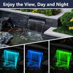 AquaMiracle Pond Waterfall Kit with LED Lights Stainless Steel Spillway - Image 3