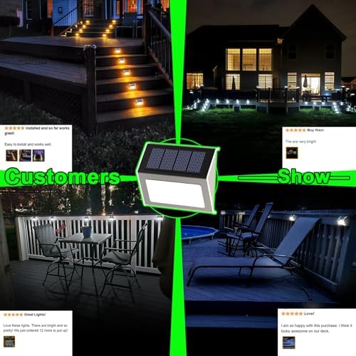 JSOT Solar Powered Lights Ideal for Step, Fence, Deck, Stair-Cool White-12P - Image 3