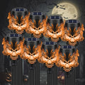8 Pack Solar Halloween Lights Outdoor, Orange Skull Torch Lights by SPRKLINLIN