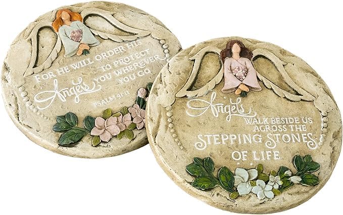 Cottage Garden for He Will Order His Angels to Protect - Psalm 91:11 - Multicolor 9 Inch Stone Outdoor Weathered Garden Stepping Stone - Image 2