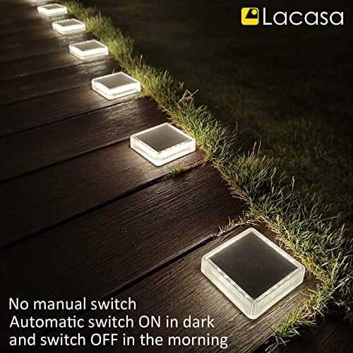 Lacasa Solar Deck Lights Outdoor Waterproof LED, Step Lights Solar Powered Driveway Dock Lights Marine, White 4000K, Dusk to Dawn, for Garden Steps Yard Patio Pathway, Square, 4 Pack - Image 6
