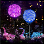 Solar Garden Lights Outdoor, Upgraded Globe Powered Garden Light, Multi-Color Changing LED Solar Stake Lights for Patio Backyard Pathway Party Decoration (Stainless Steel, 2 Pack) by MMHFSolarLightsOutdoor