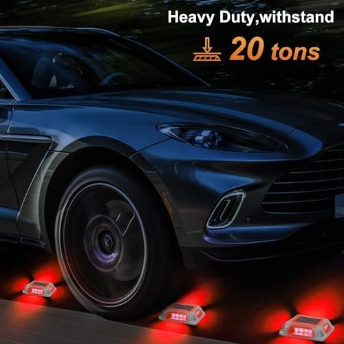 T-SUN Solar Driveway Lights Outdoor 12 Pack, Red LED Dock Marine Deck Light - Image 6