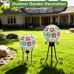 SAVENNA Mosaic Garden Gazing Ball, 8 Inch Decorative Glass Sphere for Outdoor Garden, Lawn & Patio, Fade-Resistant All-Season Yard Art, Multicolor Pinwheel Pattern - Image 3