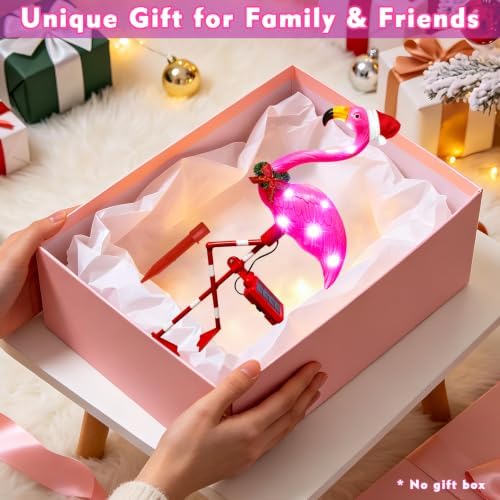Solar Garden Lights Christmas Decorations 2 Packs Solar Flamingo Light Outdoor Waterproof,Birthday Xmas Gifts for Women Mom,Pink Flamingo Garden Statue Decorative Lights for Yard Art Patio Porch Lawn - Image 4