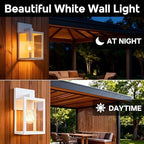 2 Pack Small Porch Sconce Lights-White 9 Inch Outdoor Wall Lantern Light Exterior Sconce Metal and Glass White Outside Wall Light for Hallway Entrance Garage Balcony - Image 4