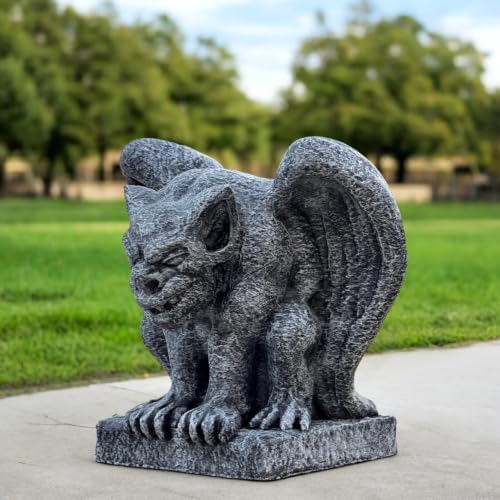 OLOMA Guardian Gargoyle Concrete Garden Statue Handmade Gothic Beast Sculpture Outdoor Yard Decor Mythical Creature Ornament Patio Lawn Porch Halloween Gothic Accent Fantasy Lover Gift - Image 4