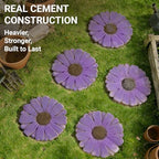 Heavy Duty Concrete Stepping Stone 10 Inch Daisy Design, Non Slip Garden Pathway Stone for Outdoor Walkway Yard Patio Lawn Fall Garden(Purple) - Image 4