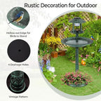LDAILY Outdoor Bird Bath, 42’’ Solar Lighted Pedestal Birdbaths with Birds Feeder ,20’’ Water Bowl, Flower Planters and 3 Stakes, Attract Birds Antique Bird Bath for Outside Garden, Yard (Green, 42‘’) - Image 3