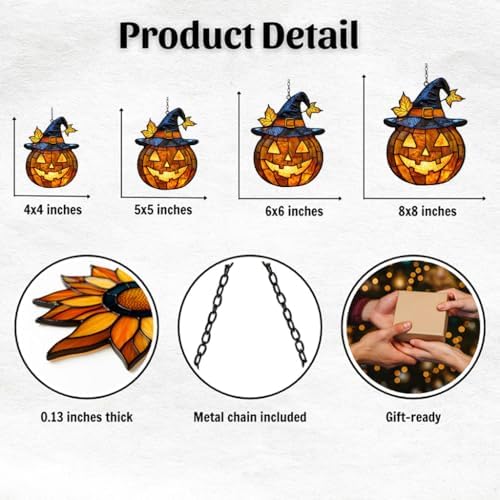 Funny Pumpkin Witch Hat Acrylic Suncatcher - Image 2