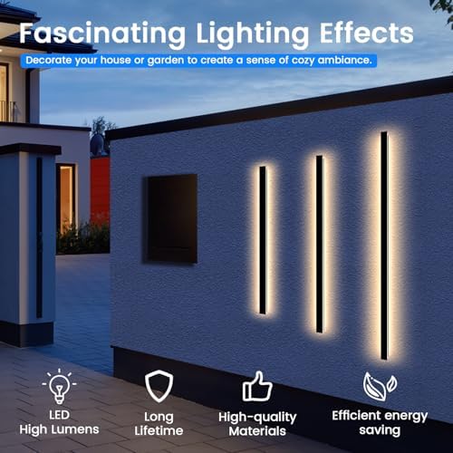 Modern Outdoor Wall Lights - 70.8inch Black Exterior Light Fixtures Wall, Porch Lights Outdoor Wall Sconce, Patio Long Strip Wall Light Fixtur Outside for Garage, House - Image 4