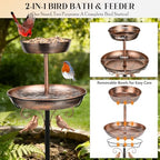2-Tier Metal Bird Bath and Feeder for Outdoor Birdbath for Outside - Image 2