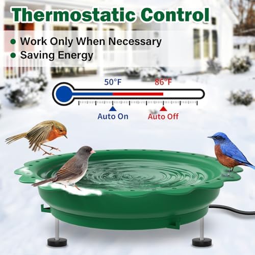 Heated Bird Baths for Outdoors Winter, 100W Heated Birdbath Heater, Green - Image 4