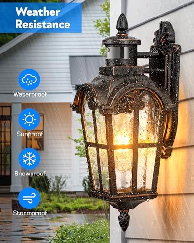 VIANIS 16.4" Motion Sensor Outdoor Lights, 2-Pack Vintage ORB, Aluminum - Image 5