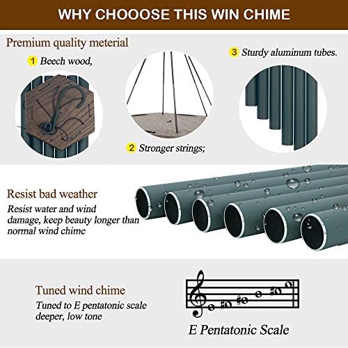 Large Wind Chimes for Outside 36 inch Green Deep Tone Garden Gift Outdoor - Image 2