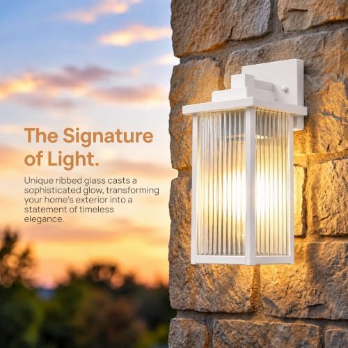 2-Pack 15" White Outdoor Wall Light, All-Metal Porch Light - Image 3