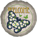 Magnolia Garden 10-Inch Welcome Butterfly Decorative Stepping Stone – Daisy Floral Resin Garden Walkway Tile – Vibrant Navy & Yellow Outdoor Accent Front Porch Entryway Decoration & Housewarming Gift by DicksonsGifts