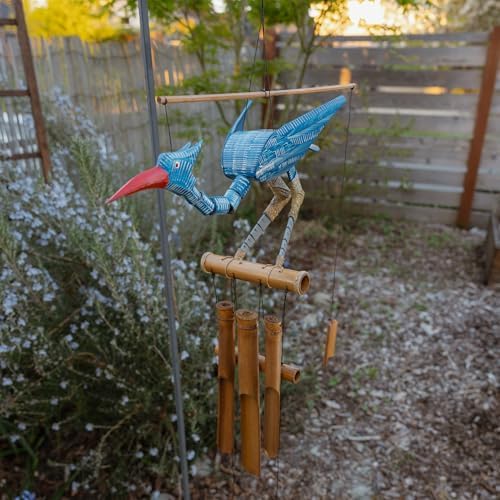 Cohasset Gifts Bamboo Wind Chimes | Natural Soothing Melodic Tones | Wood Outdoor Home Decor for Patio or Garden | Thoughtful Gift or Hang on Your Own Deck| #147B “Happy” Bobbing Head Bird Wind Chime - Image 3