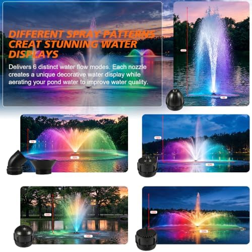 F1 Pond Fountain Aerator With Light RGB Led, 1HP 750W Floating Pump - Image 2