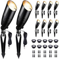 Black LED Outdoor Spotlights, Durable Low Voltage Landscape Lighting, Aluminum Waterproof Uplights for House, Garden, Lawn with 5W MR16 Bulb 4000K 10 Pack by Varmtalys