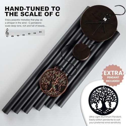 Vanquer Large Wind Chimes for Outside Deep Tone - 46'' Wind Chimes Outdoor Clearance, Memorial Windchimes, Sympathy Gift, Outdoor Décor, Patio, Home Décor, Vintage Black (46" Tree of Life) - Image 5