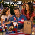 Nacome Solar Patriotic Gnomes Statues with Flag for Garden Decor - Image 2