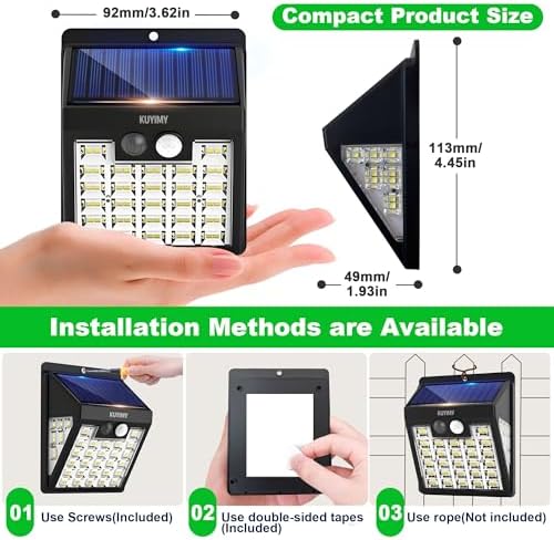 Solar Lights Outdoor, 72 LED Motion Sensor Wall Light, IP65 Waterproof and 3 Lighting Modes, Solar Powered Security Wireless Light Outside for Patio, Garden, Fence, Porch, Front Door(6 Packs) - Image 3