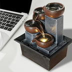Resin Tabletop Water Fountain with LED Lights, Decorative Indoor & Outdoor Water Feature for Home and Office Decor - Image 4