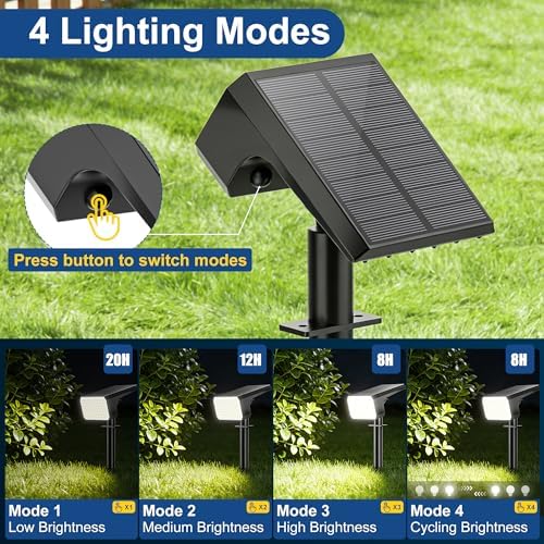LANSOW Solar Spot Lights Outdoor Waterproof IP65, (2 Pack/90 LED/4 Modes) Solar Landscape Spotlights, 2-in-1 Solar Powered Flood Lights for Yard Garden Pathway Outside Tree, Auto ON/Off(Cool White) - Image 3