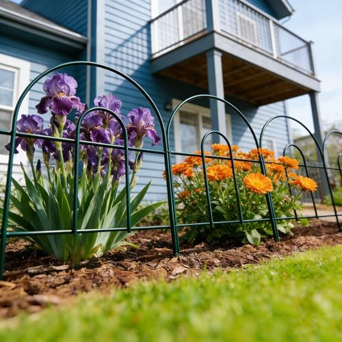 24in(H)×50ft(L) Green Decorative Garden Border Fence Total 35 Panels No Dig Metal Folding Fence Garden Edging Border Fence for Animal Barrier Fencing Flower Bed Yard Patio - Image 4