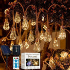 Boho Fairy String Lights Outdoor Backyard Solar String Lights LED for Garden Patio Porch Decor USB Waterproof Shatterproof Bulbs 8 Modes Edison Night Lamp Party Gift(33ft 40Lights,Warm Remote) by Hvcemi