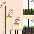 Gtongoko 48 Inch Shepherd Hooks for Outdoor 4 Pack, Adjustable Garden Hooks for Hanging Plants, Lanterns, Solar Lights, Mason Jars & Wedding Decor, Matte Black Decorative Shepherd’s Hooks - Image 4