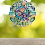 10 Inch Metal Sea Witch Wind Spinner - Dark Siren & Sea Shells - Ocean Beach Kinetic Art - 3D Rotating Outdoor Hanging Decor - Weather Resistant - Image 3