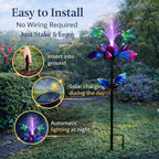 Solar Hummingbird Wind Spinner Outdoor 49 Inch Lotus Flower Metal Garden Windmill for Yard and Color Changing Fiber Optic Solar Yard Art Kinetic Wind Spinner Gift for Women Mother's Day Garden Gift - Image 2