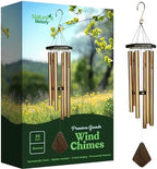 Nature’s Melody Premiere Grande Tunes Wind Chimes – Outdoor Windchime with 6 Tubes Tuned to E Pentatonic Scale, Rustproof Aluminum, Beech Wood & S Hook Hanger for Sympathy, Memorial Gift or Zen Garden by Nature%27s+Melody