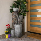 Alpine Corporation HIM562 Outdoor 4 Tier Stone Bowl Fountain with LED Lights for Garden, Patio, Yard, and Outdoor Spaces, 42" H, Gray by Unknown