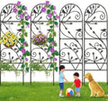 Amagabeli 4 Pack Garden Trellis for Climbing Plants Outdoor 46" x 15" Rose Wrought Iron Trellis for Vine Vegetable Flower Ivy Cucumber Decorative Trellis Black by AMAGABELI+GARDEN+%26+HOME