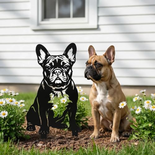 Dog Metal Garden Stake - Weatherproof Dog Silhouette Yard Art, Decorative Outdoor Sign for Lawn & Patio, Heartfelt Gift for Soft French Bulldog Lovers(Sit,14") - Image 3