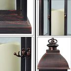 WRalwaysLX 15 inch H The Door-Open Decorative Lantern with flameless LED Candle Light, Outdoor/Indoor LED Lantern, wtith Timer Candle，Plastic with Bronze Undertones.USE 2C Battery(not Include) - Image 6