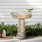 24" H Outdoor Concrete Bird Bath - 24" H * 18.8" Φ Mosaic Stone Design BirdBath Perfect for Adding Interest to Garden, Patio, Backyard, Porch and Deck - Image 2