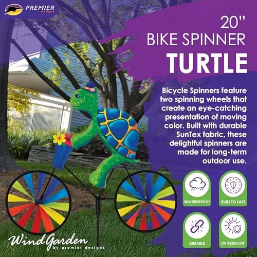 Bike Spinner Turtle 20" – Adorable Reptile Design, Weather-Resistant Outdoor Decor, Durable & Lightweight for Patios, Yards, and Gardens - Eye-Catching Wind Spinner with Rotating Wheels - Image 2