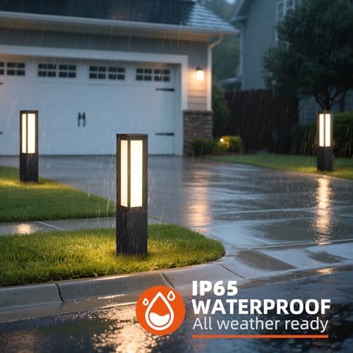 32" Solar Pathway Light, 3000K Bollard Lights Outdoor, IP65 Waterproof - Image 4
