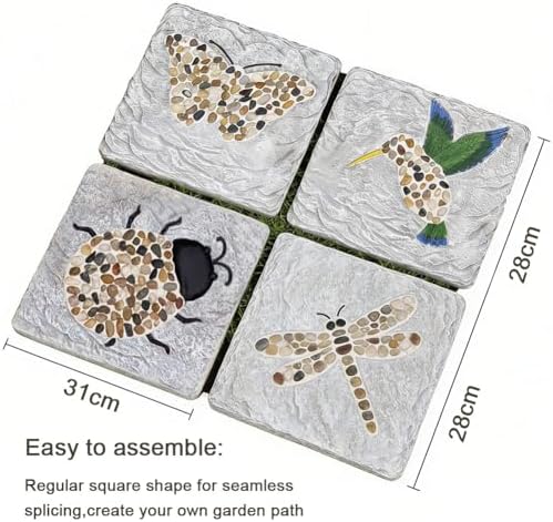 GZHERVICES Garden Decor, Double Footprint Stepping Stones, Pebble Path Stones, Outdoor Decorative Commemorative Stepping Stones, Handcrafted Outdoor Courtyard Lawn Path Accents(Multi-Colored-D) - Image 3