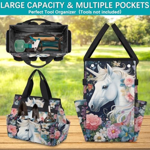 Unicorn Garden Tool Bag Organizer Heavy Duty Funny Unicorn Gardening Tote Bag with 10 Pockets for Women Men Gardening Gifts - Image 5
