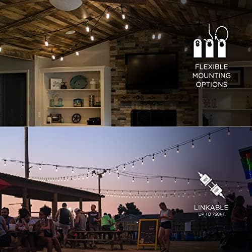 Enbrighten Classic Outdoor String Lights, 48ft, 24 Bulbs, White Light Only - Image 4