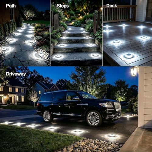 Solar Driveway Lights 12 Pack, Solar Walkway Lights Outdoor IP67 Waterproof, Solar Ground Lights Lighting for Yard Path Step Sidewalk Stair Pathway（White） - Image 2