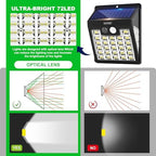 Solar Lights Outdoor, 72 LED Motion Sensor Wall Light, IP65 Waterproof and 3 Lighting Modes, Solar Powered Security Wireless Light Outside for Patio, Garden, Fence, Porch, Front Door(6 Packs) - Image 6