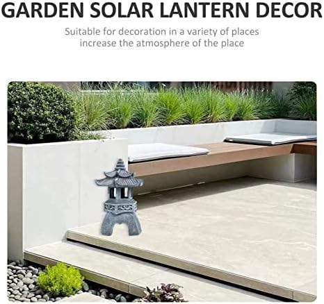 Yardwe Solar Pagoda Lantern Garden Statue Indoor Outdoor Zen Asian Decor for Landscape Balcony Garden Patio Porch Yard Ornament Grey - Image 6