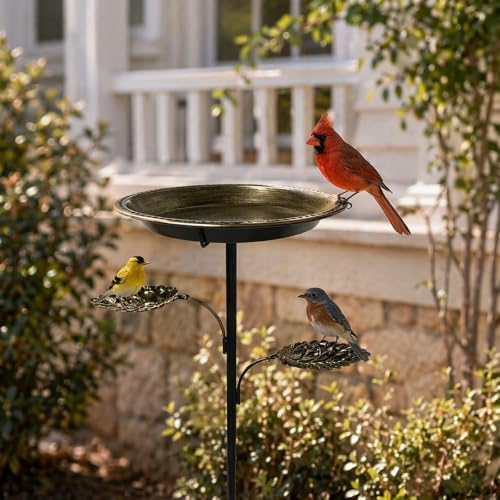 Metal Birdbath Outdoor Vintage Freestanding Bird Bath Bowl - Image 3